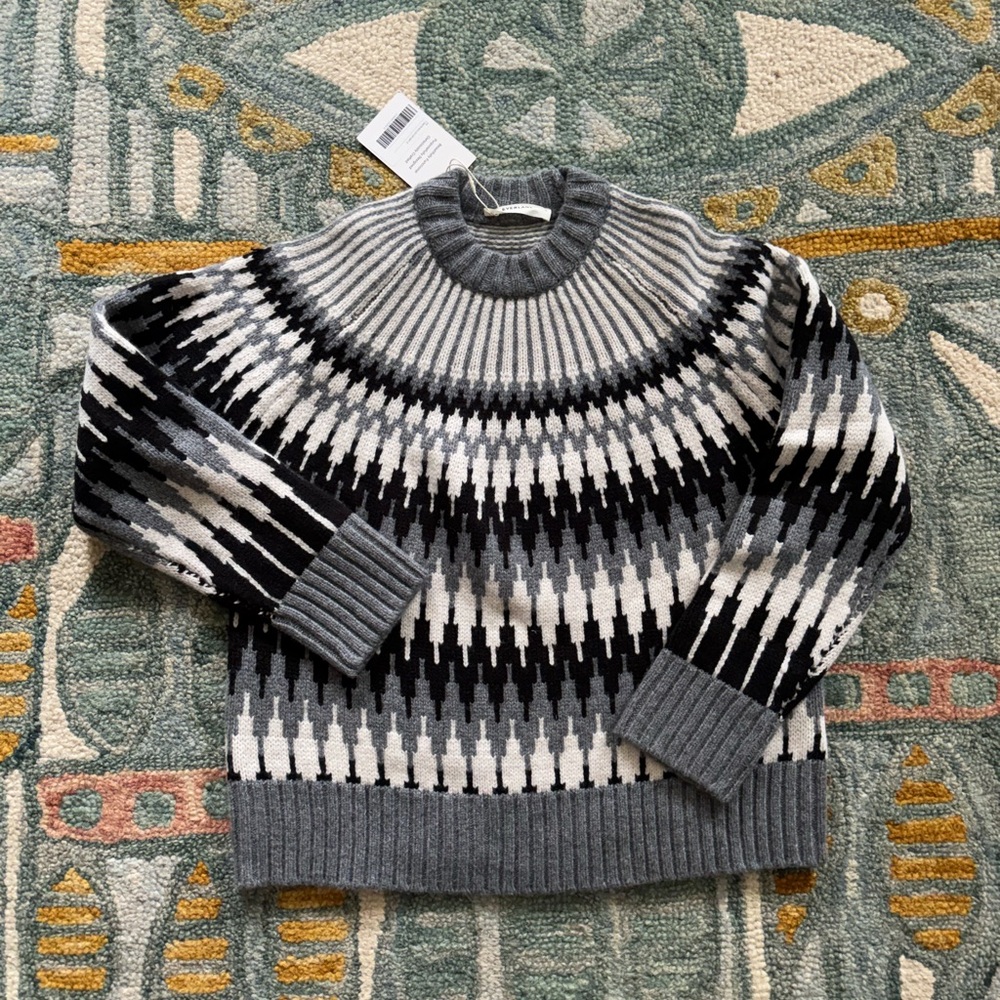 Everlane 100% Wool Gray and Black Patterned Sweater NWT
